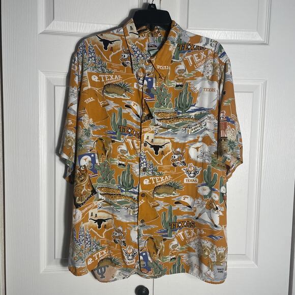 Vintage 90s Reyn Spooner UT Longhorns Shirt Men XL Orange NCAA Football Hawaiian - Picture 1 of 13